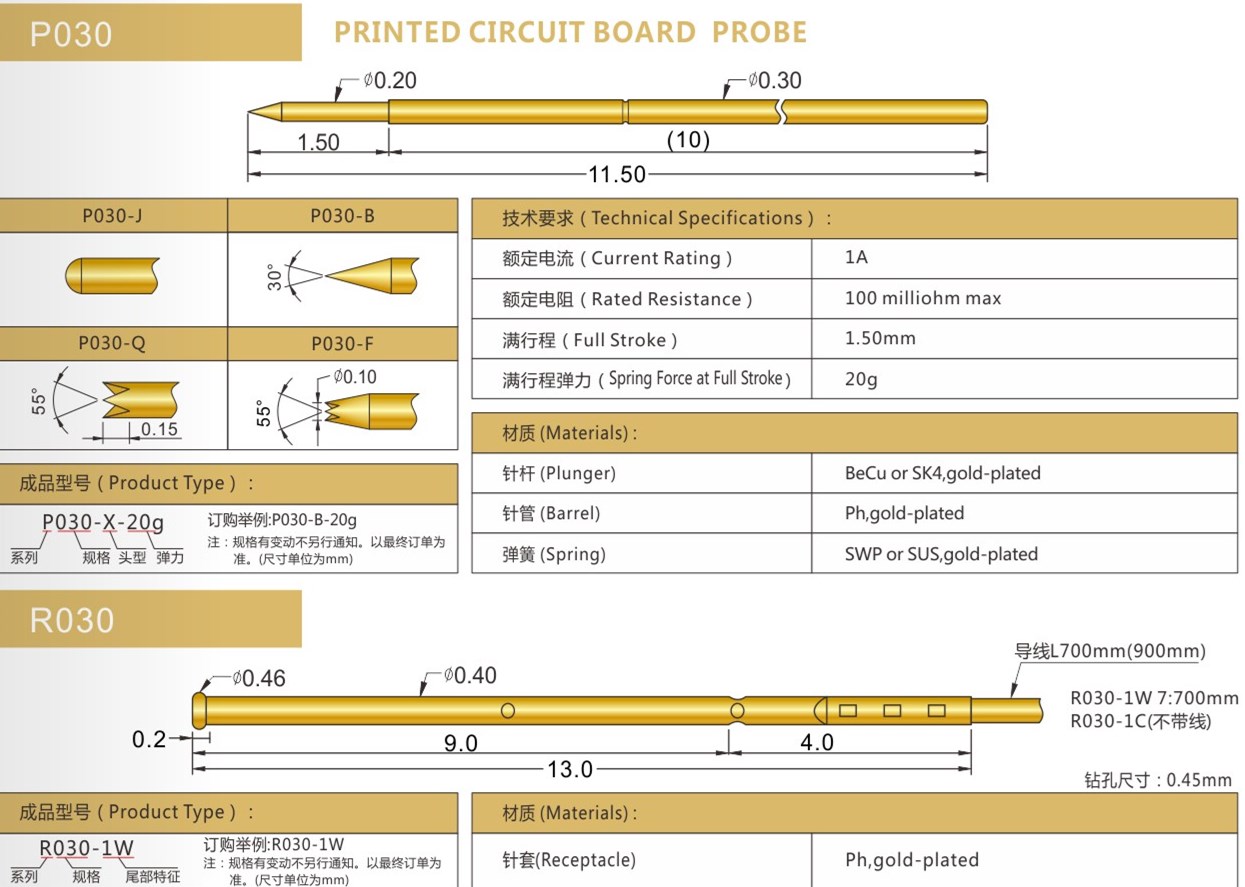 PA030測試探針參數(shù) PA030測試探針參數(shù)