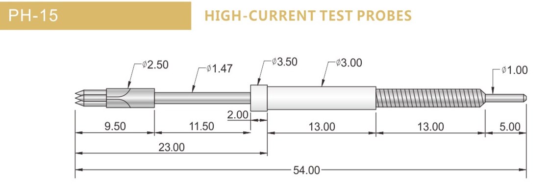 PH-15測試探針尺寸，華榮華探針選型規(guī)格